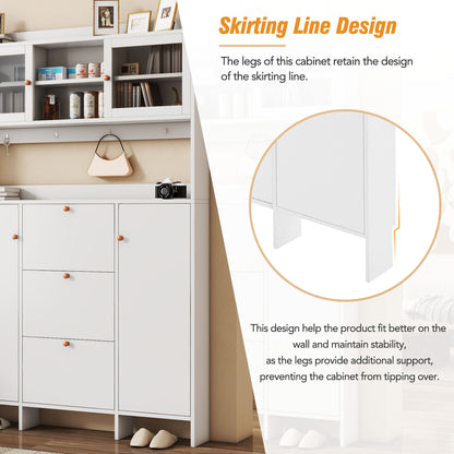 Felix Multifunctional Shoe Cabinet with Open Storage Platform - White