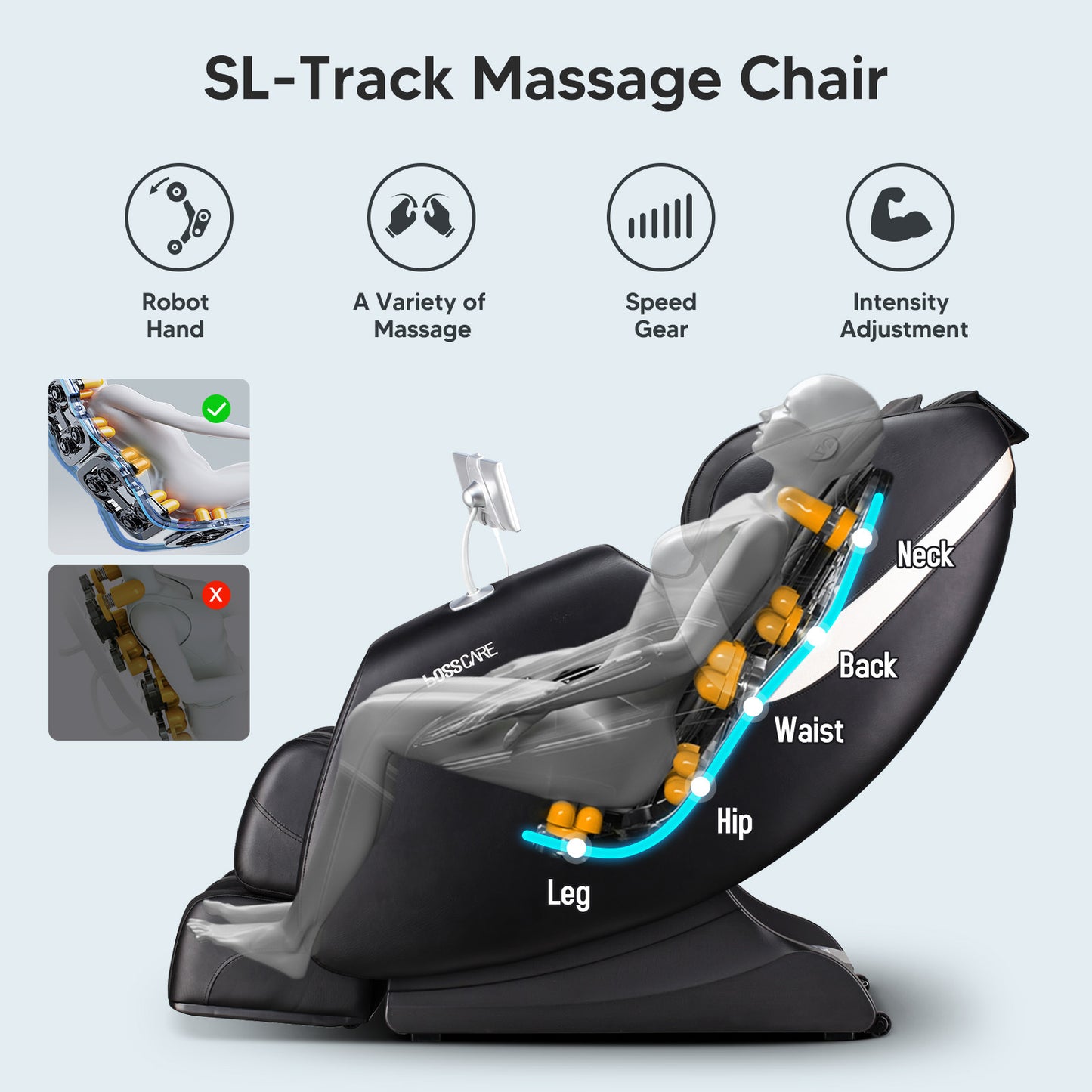 Hahn Massage Full Body Chairs with AI Voice - Black