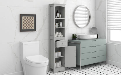 Tower Bathroom Cabinet with Drawer - Gray