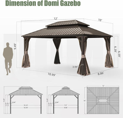 Genesis 10 X 12 ft Hardtop Gazebo - Brown