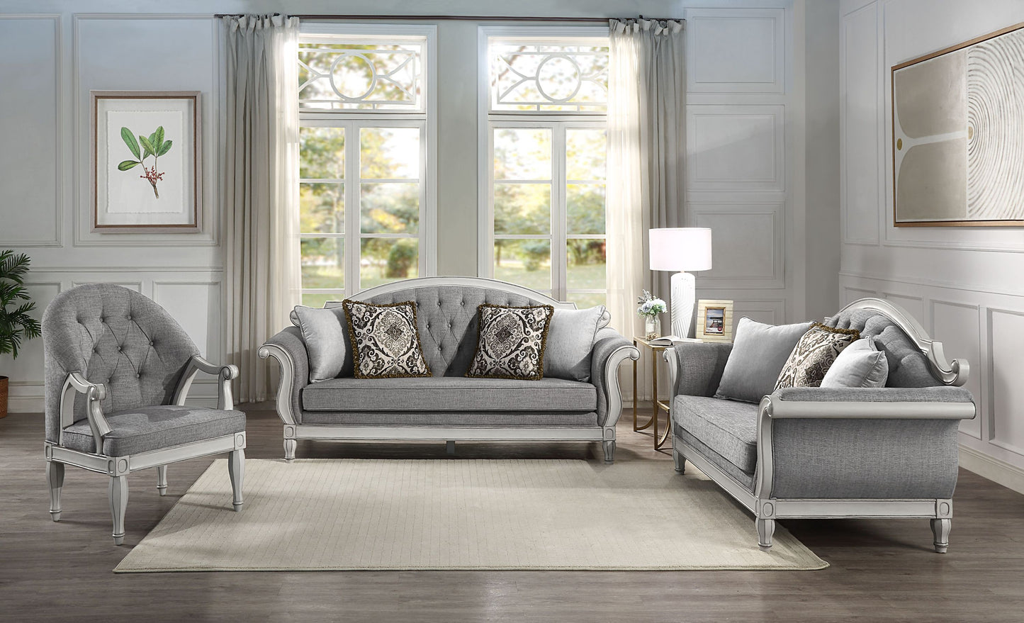 Florian Fabric Loveseat with 3 Pillows