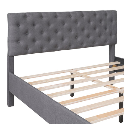 Ukin Full Size Upholstered Linen Platform Bed - Gray