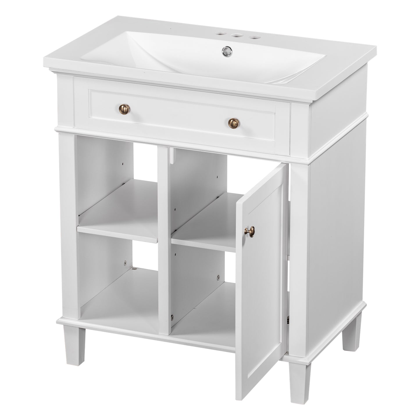 Aqua Bathroom Vanity with Ceramic Sink Set - White