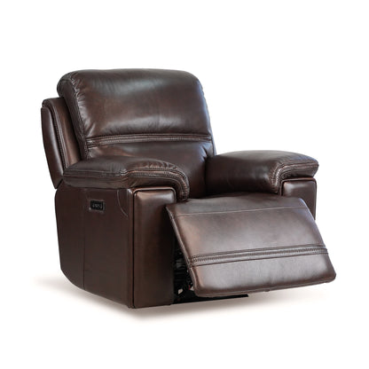 Timo Top Grain Leather Power Recliner - Brown