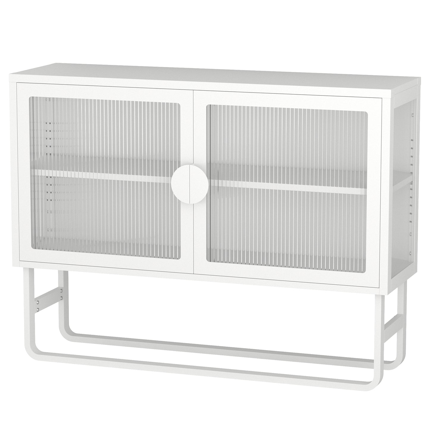 Tempered Glass Cabinet Credenza - White