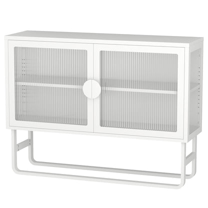 Tempered Glass Cabinet Credenza - White