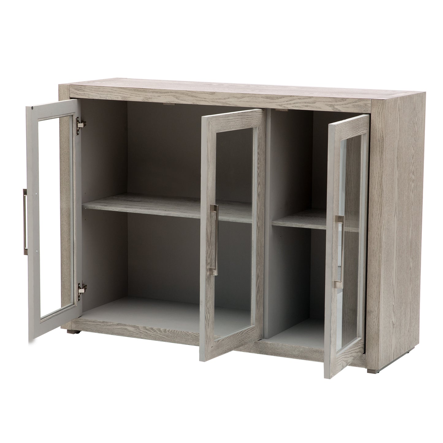 Cina Storage Cabinet with Tempered Glass - Gray