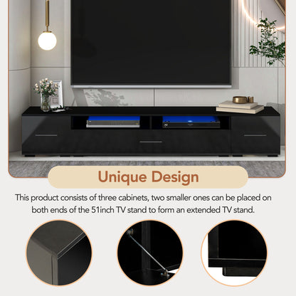 Jig Minimalist Design TV Stand with LED Lights - Black