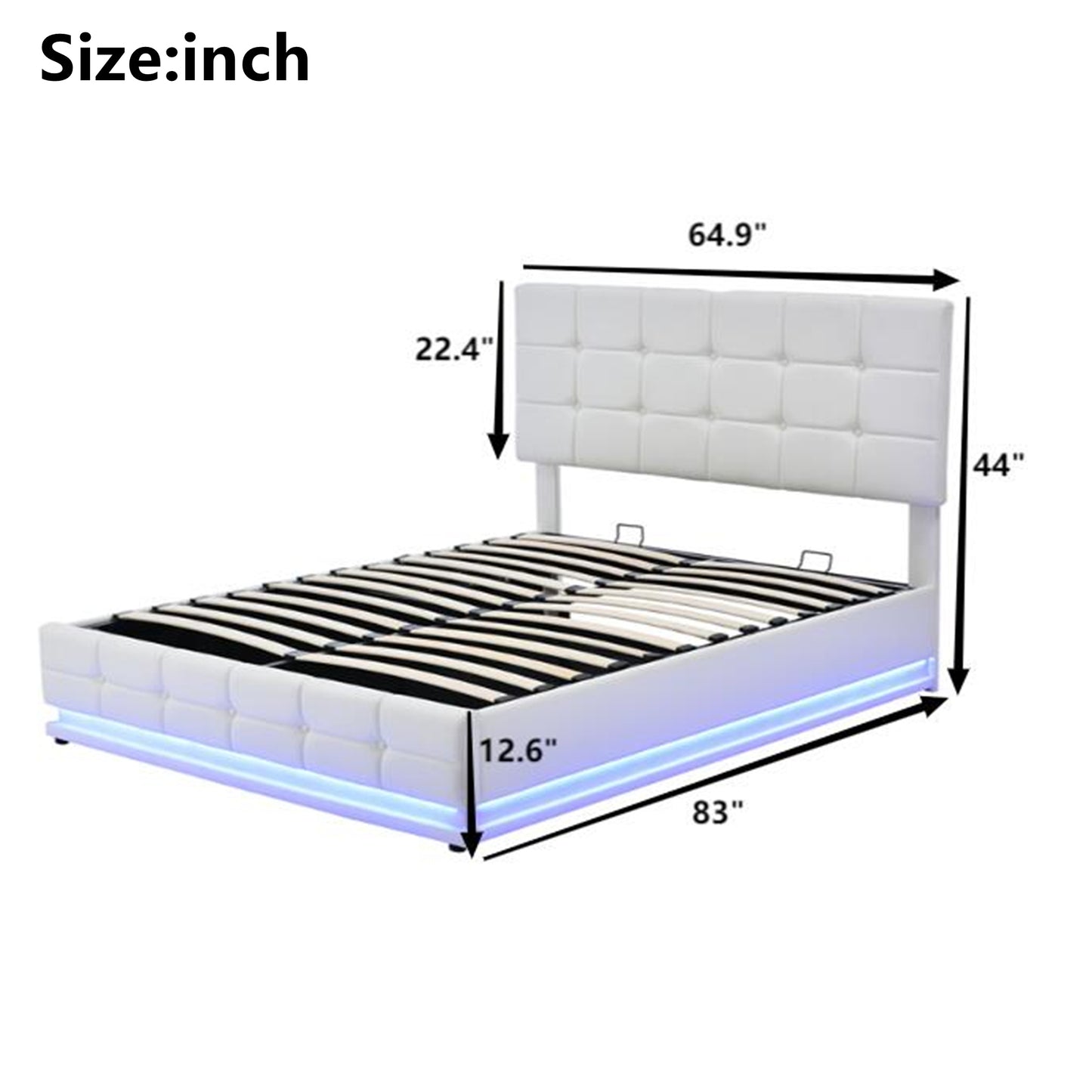 Luxury Dream Queen Bed with Smart Storage and LED Illumination - White