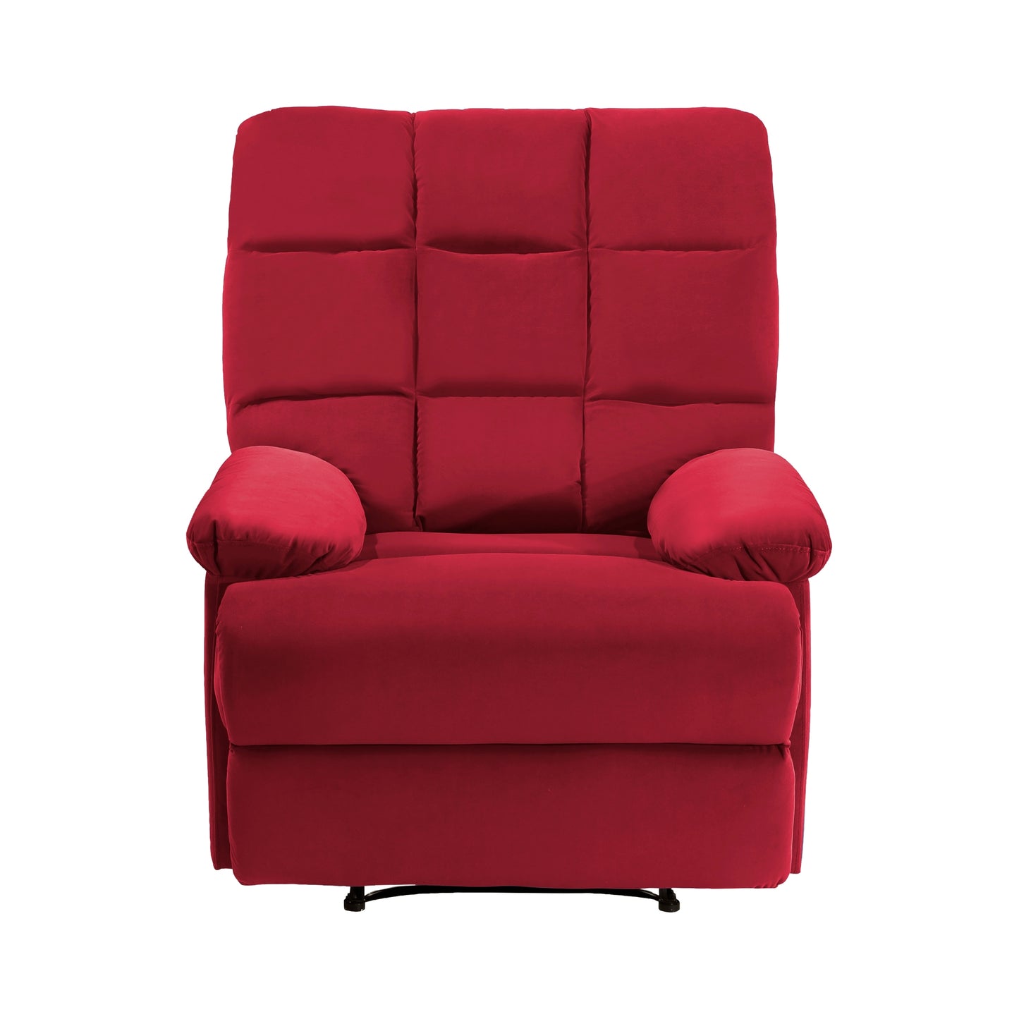 Ora Velvet Upholstery Square Tufted Recliner - Red