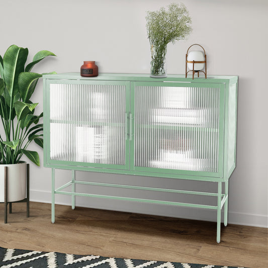 Pratt II Double Door Tempered Glass Sideboard - Mint Green