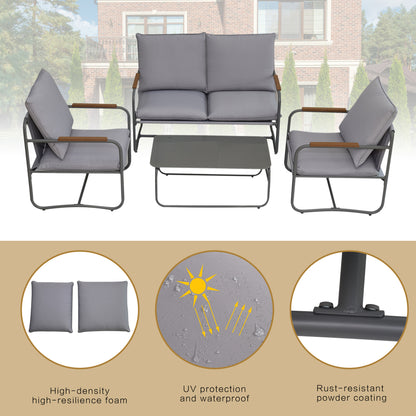 Julio 4 Pc Outdoor Patio Seating Set - Gray