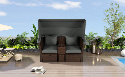 Ginson 2-Seater Outdoor Patio Daybed - Gray