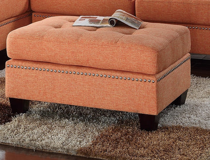 Amara 3pcs Sectional Reversible Chaise Sofa And Ottoman - Orange