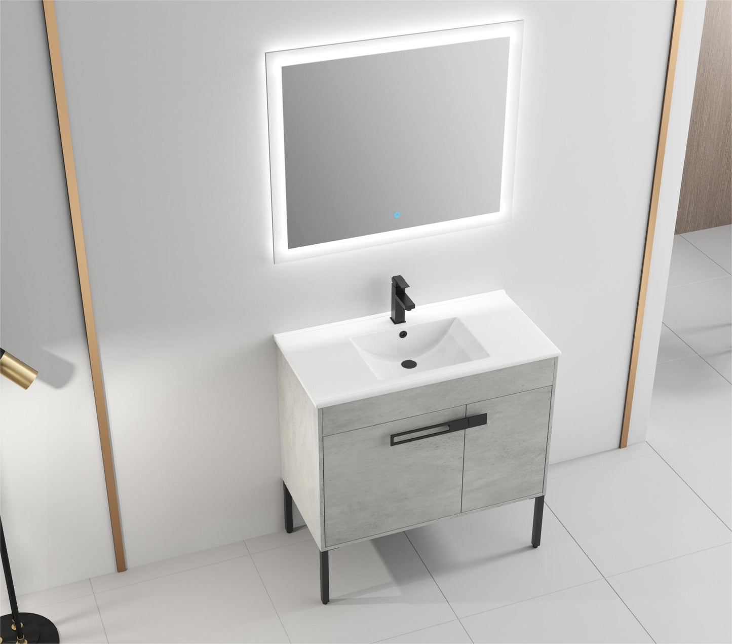 Blissful Aqua Bathroom Vanity With Sink - Gray