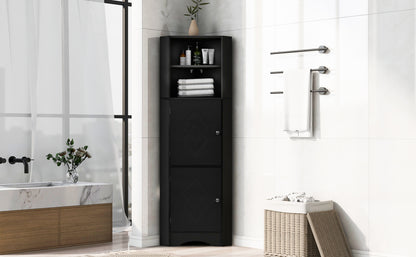 Skyward Bathroom Corner Cabinet - Black