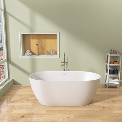 Nuvo 51" Acrylic Free Standing Oval Shape Soaking Tub - Gloss White