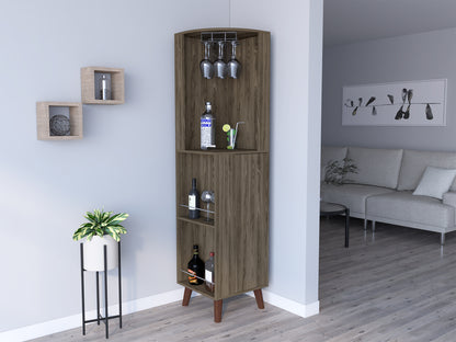 Plex Corner Bar Cabinet - Dark Brown