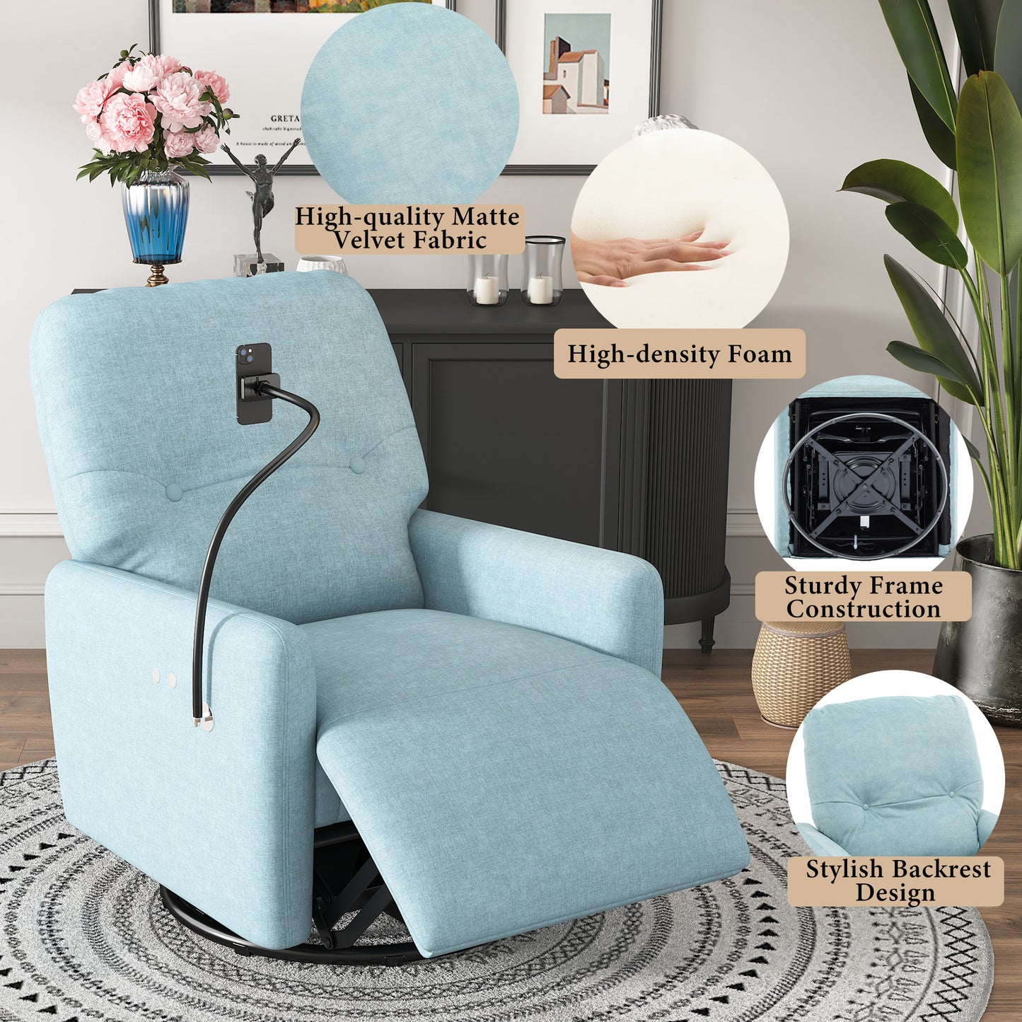 Dax Electric Rocking Motion Recliner - Blue