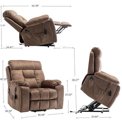 Wilson Power Electric Velvet Reclining Chair - Brown