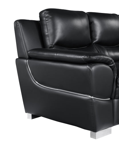 Harvey Genuine Leather Loveseat - Black