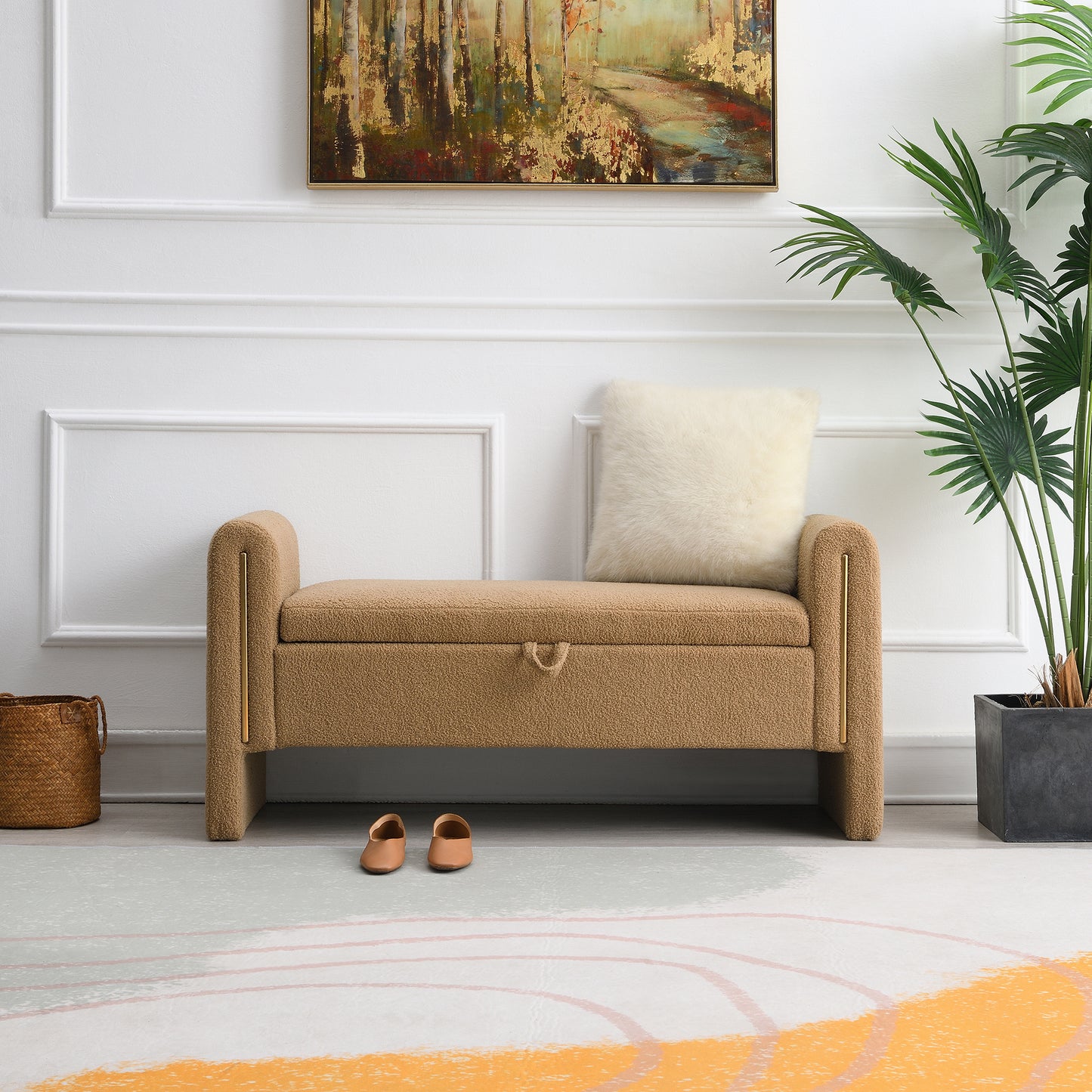 Teddy Upholstered Storage Bench - Coffee