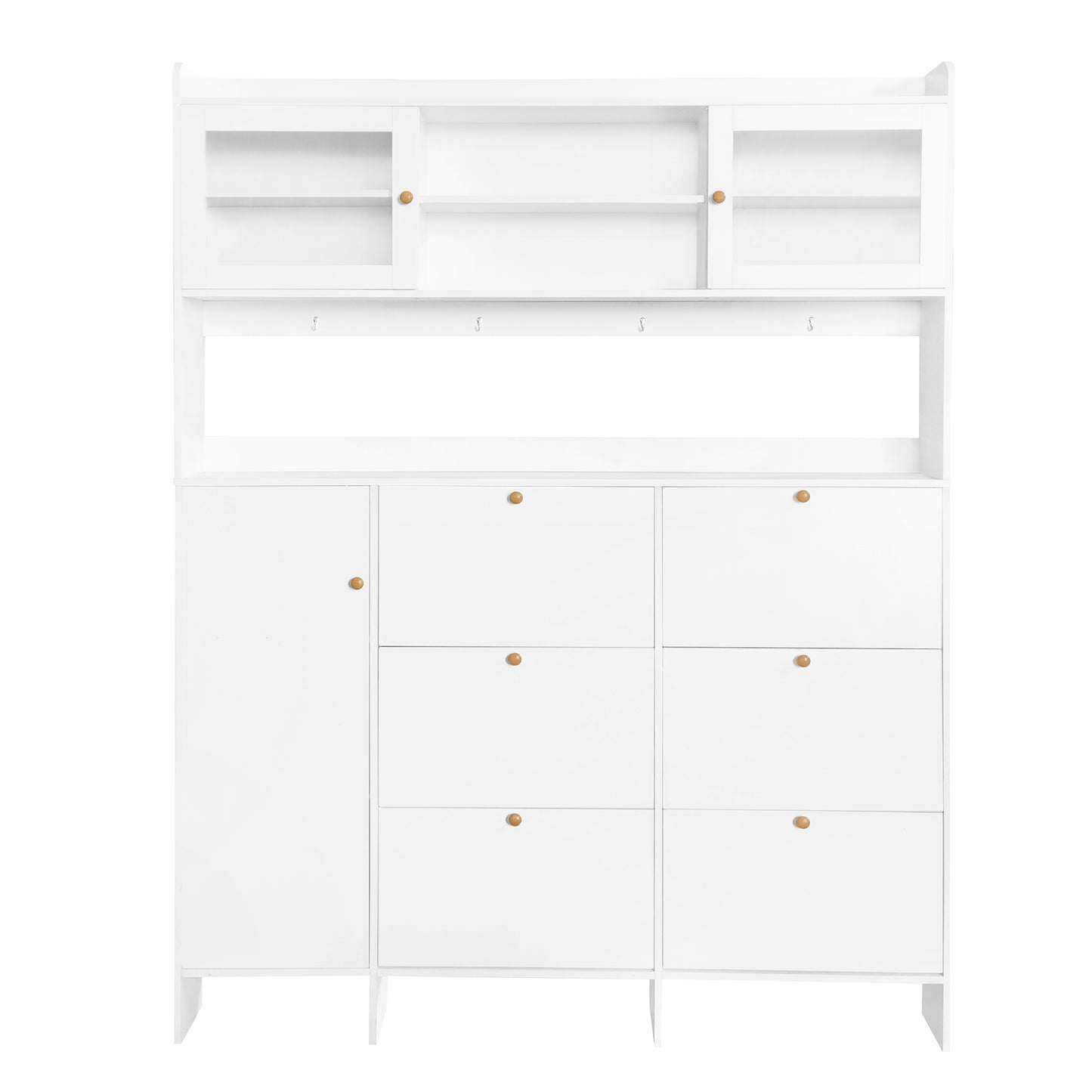 Felix II Multifunctional Shoe Cabinet with Open Storage Platform - White