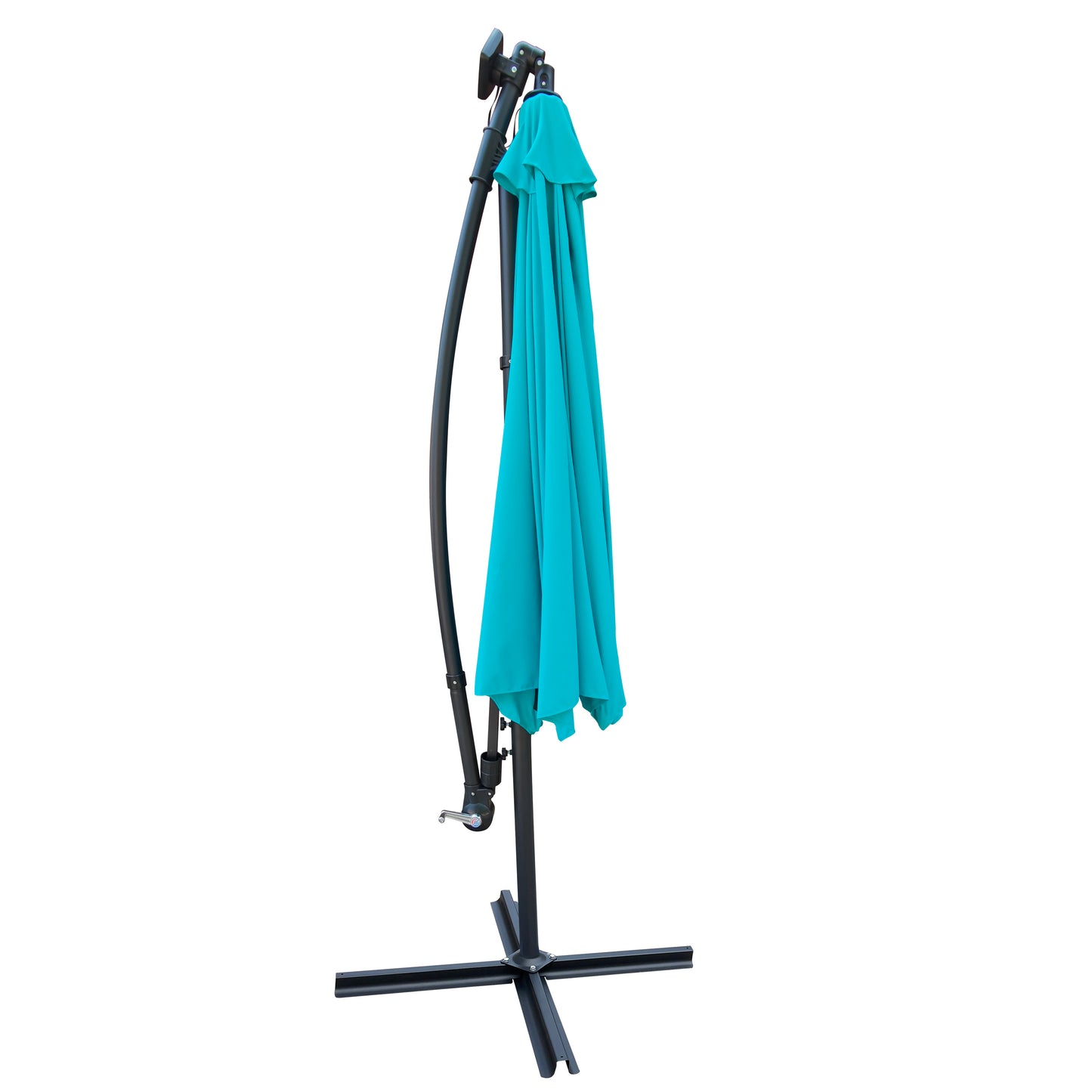 Alexa 10 ft Outdoor Umbrella Solar LED with Cross Base - Turquoise