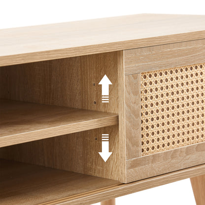 Rattan TV Stand with Storage - Natural