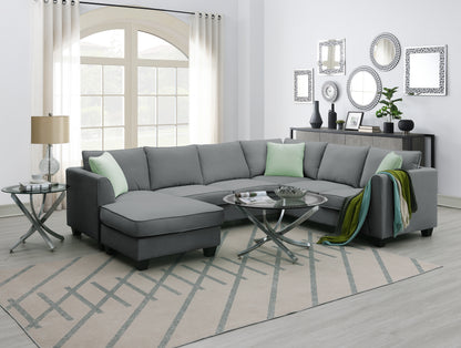 Harper Modular Sectional Sofa with Ottoman - Grey