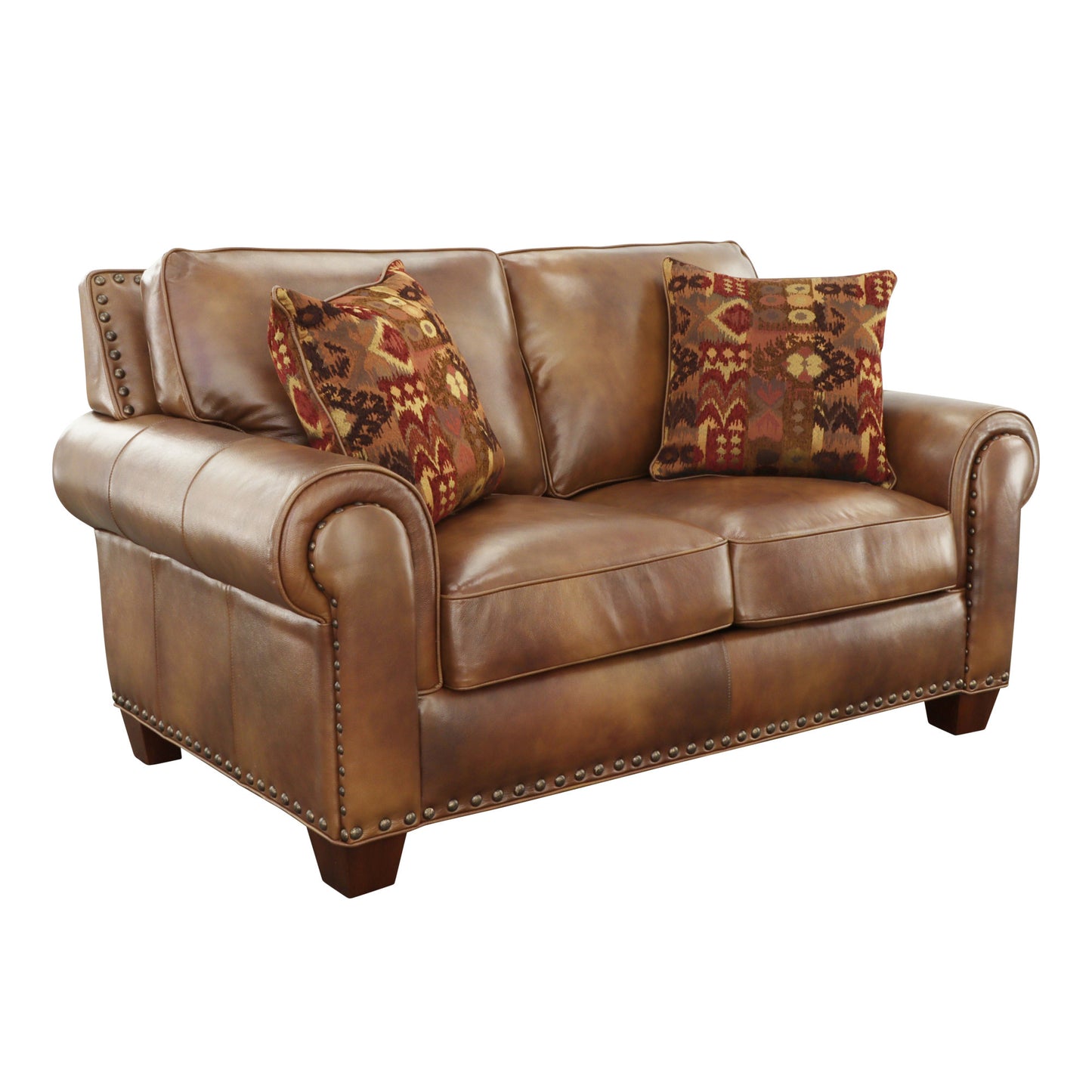 Kian Rustic Leather Collection Loveseat - Tan