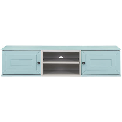 Usher Wall Mounted 65" Floating TV Stand with Large Storage - Blue