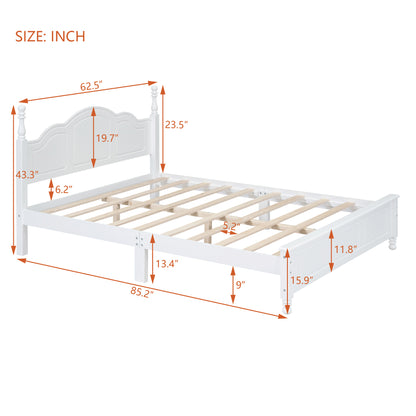 Quarto Full Size Wood Platform Bed Frame - White