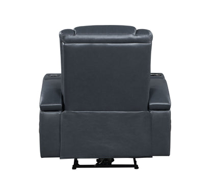 Merritt Power Recliner with Bluetooth - Black+Blue