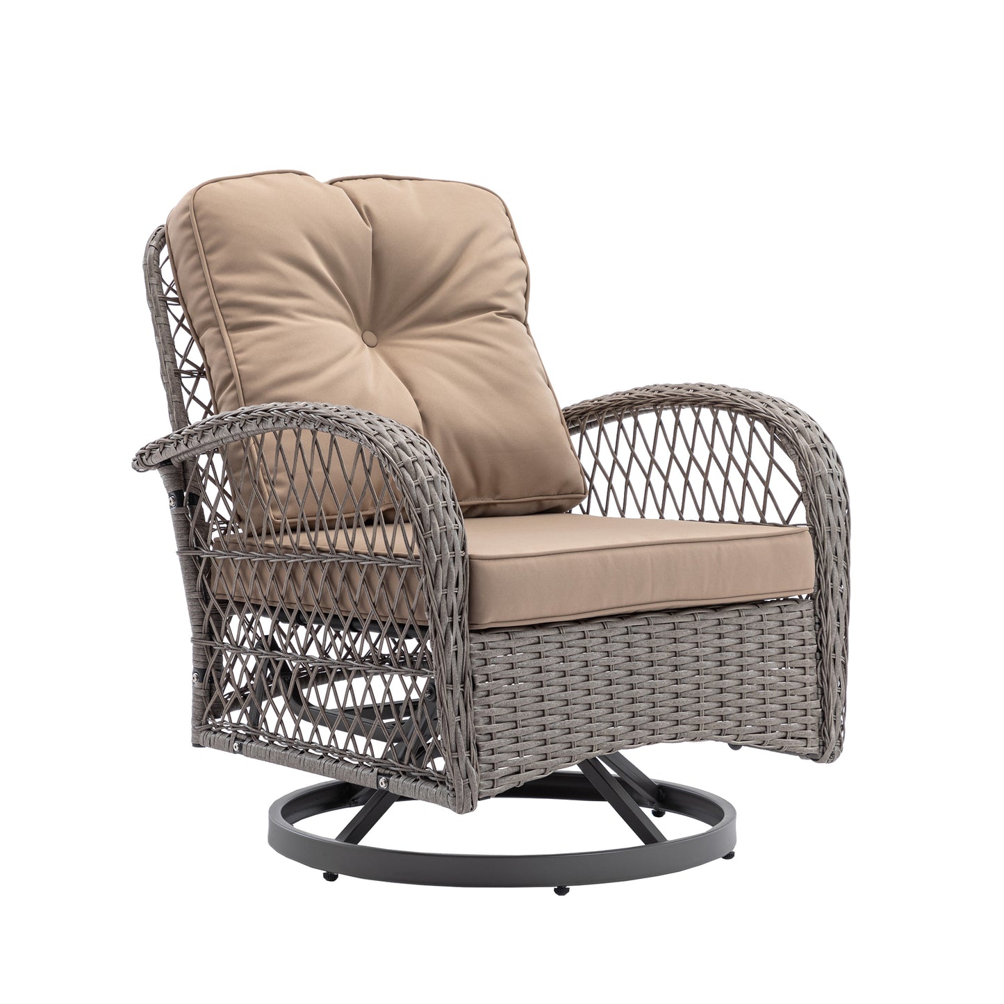 Tompkins 3 Pc Outdoor Swivel Rocker Patio Chairs - Khaki