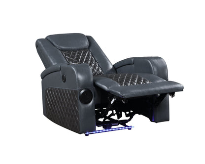 Alair Power Motion Recliner w/Bluetooth Speaker - Blue+Black