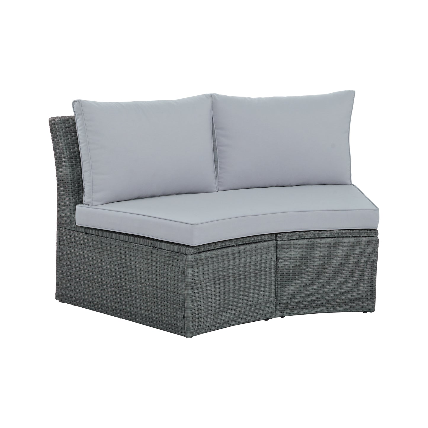 Clarkson 10 Pc Patio Rattan Half Round Sectional Sofa Set - Light Gray