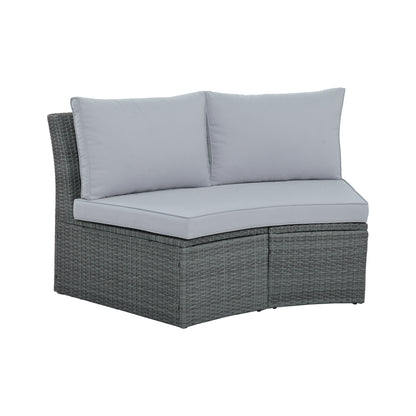 Clarkson 10 Pc Patio Rattan Half Round Sectional Sofa Set - Light Gray