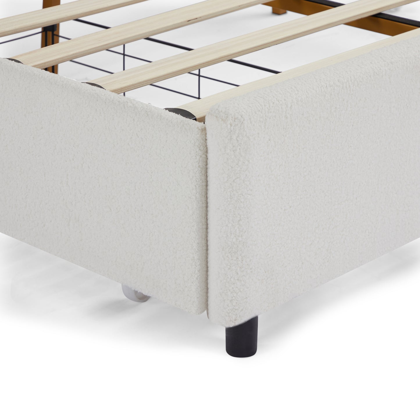 Oz King Size Bed Frame with Drawer - White