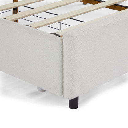 Oz King Size Bed Frame with Drawer - White