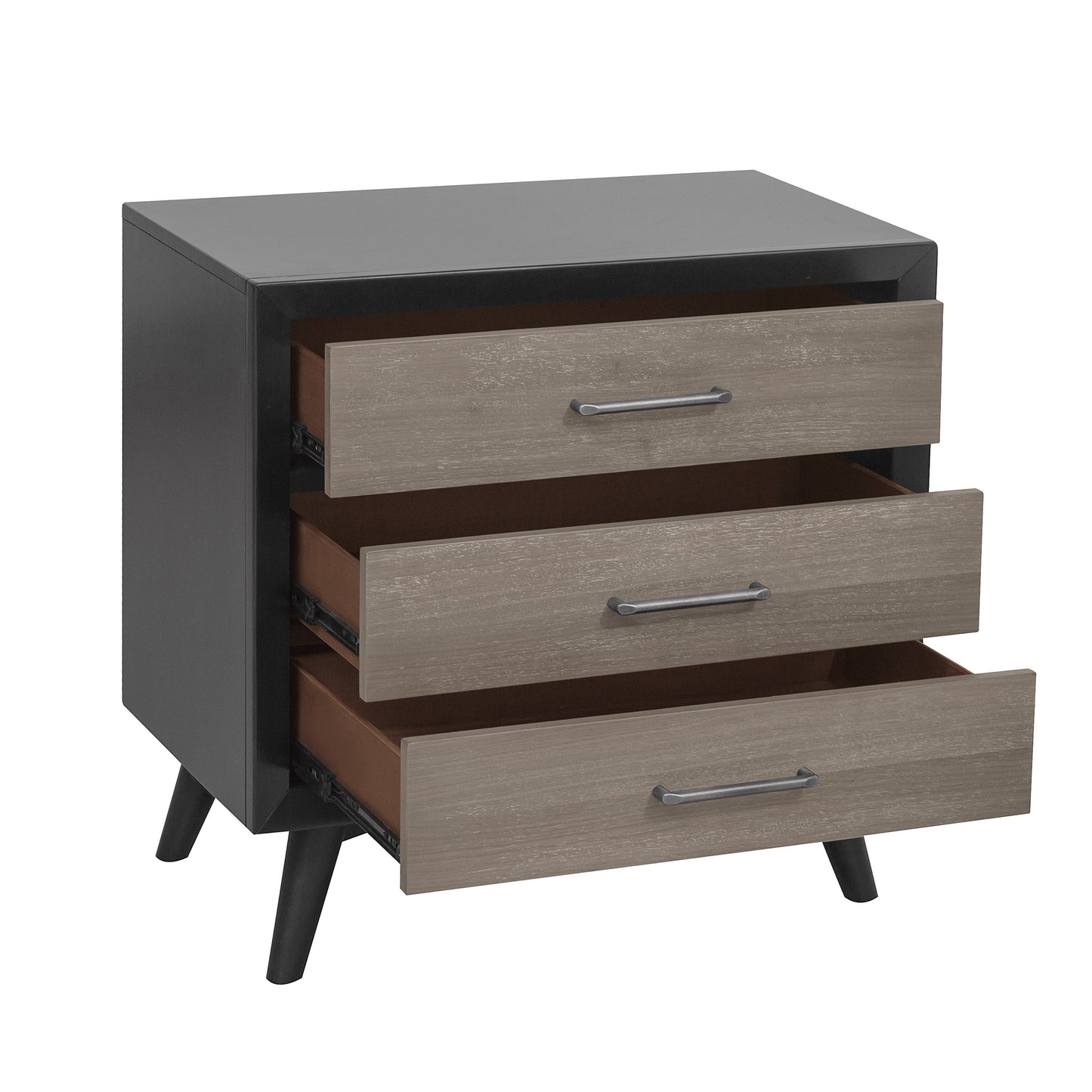 Dio Stylish Two-Tone Nightstand - Black+Gray