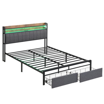 Zinya Full Size LED Storage Bed - Gray