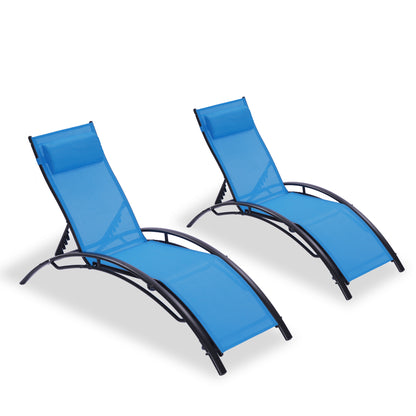 Blosso Outdoor Chaise Lounges (Set of 2) - Blue