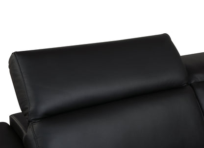 Denzel Top Grain Italian Leather Loveseat - Black