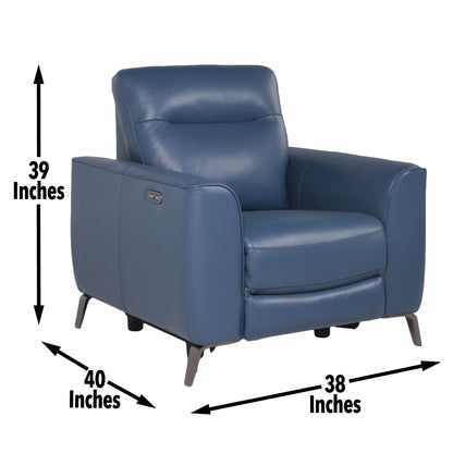 Wall B Ocean Blue Leather Reclining Chair