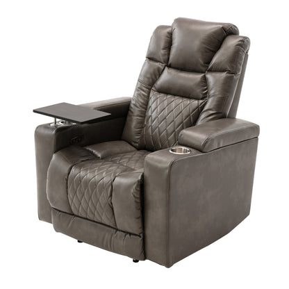 Nap Station Motion Recliner with 360° Swivel Tray Table  - Gray