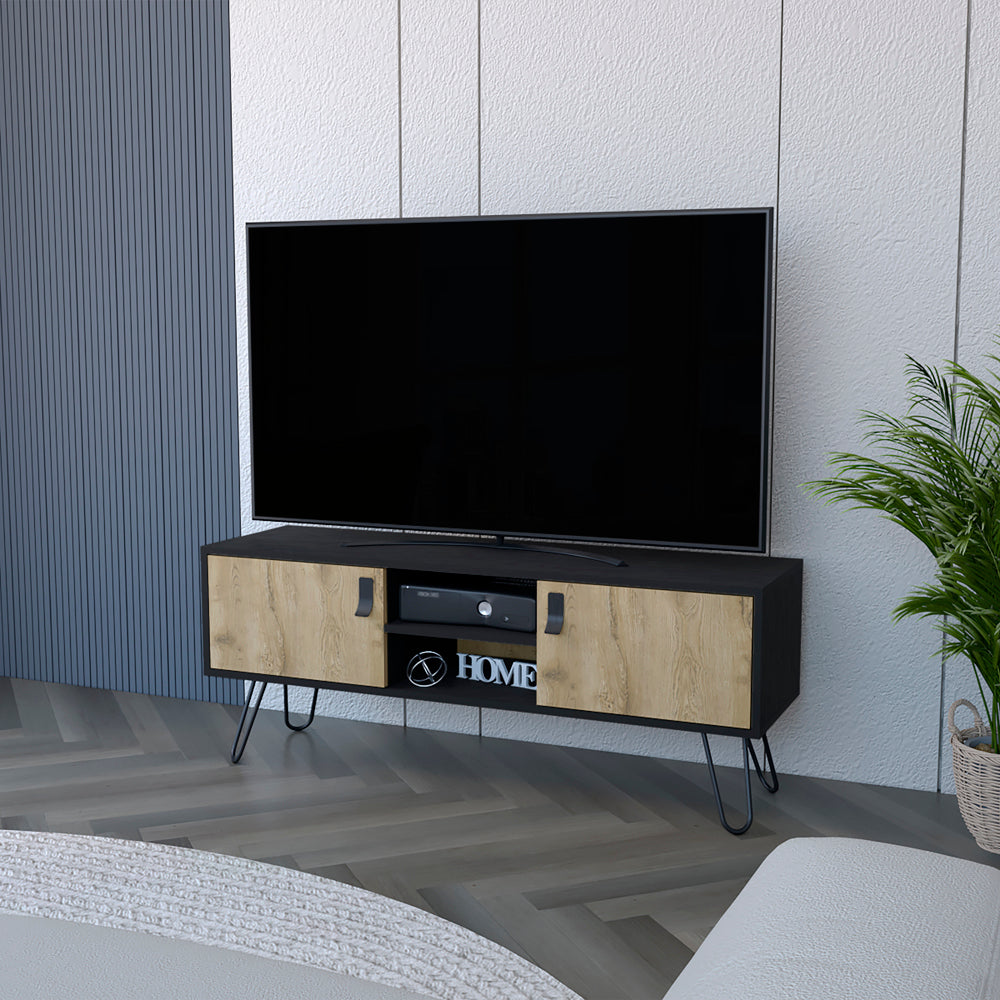 Adena TV Stand - Black/Macadamia