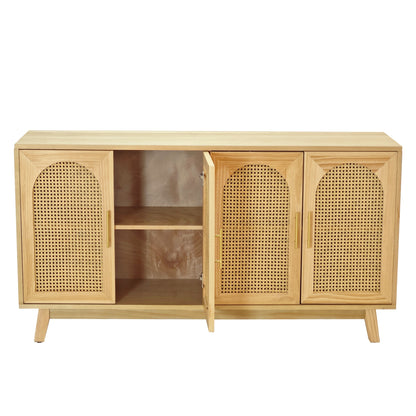 Xenia 4-Door Cabinet with Rattan - Natural