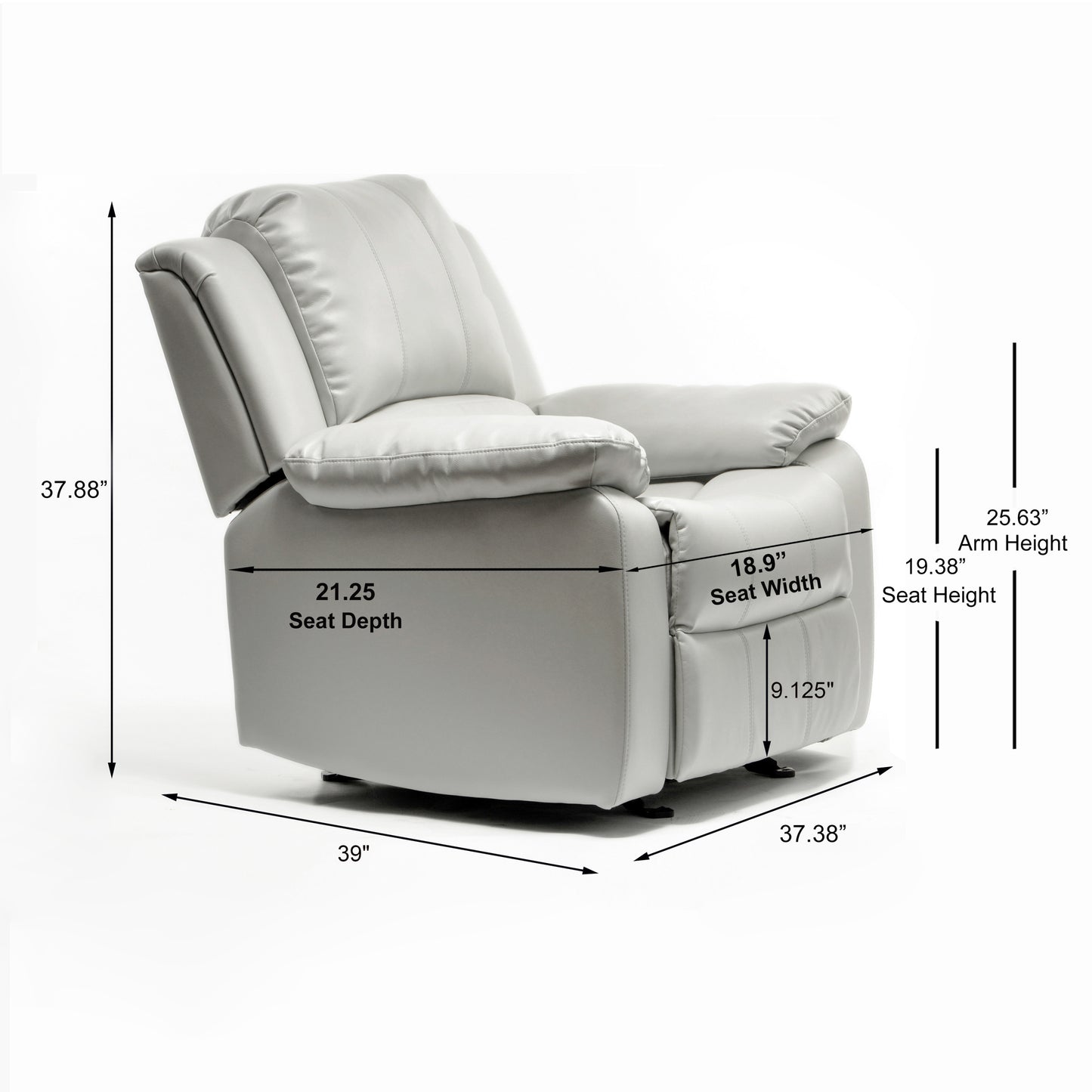 Charlotte Leather Gel Recliner - Ivory