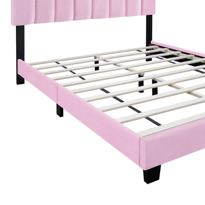 York Queen Size Platform Bed with Adjustable Height - Pink